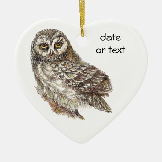 Cute Custom Waterverf Owl, Bird, Garden, Natuur Keramisch Ornament (Voorkant)