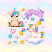 Cute Custom Waterverf Stars en Baby Unicorn Sticker