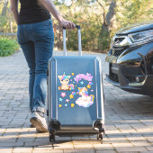 Cute Custom Waterverf Stars en Baby Unicorn Sticker (Koffer Insitu)