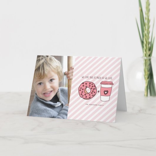 Cute Custom We Love You Donuts & Koffie Valentijns Feestdagen Kaart (Voorkant)
