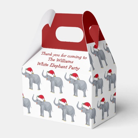 Cute Custom White Elephant-kerstfeest Bedankdoosjes (Voorkant Zijde)