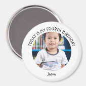 Cute Custom Year Name Round Birthday Party Foto Magneet (Voorkant / Achterkant)