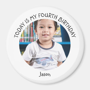 Cute Custom Year Name Round Birthday Party Foto Magneet