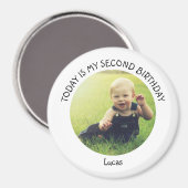 Cute Custom Year Name Round Birthday Party Foto Magneet (Voorkant / Achterkant)
