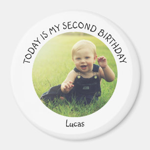 Cute Custom Year Name Round Birthday Party Foto Magneet