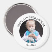 Cute Custom Year Name Round Birthday Party Foto Magneet (Voorkant / Achterkant)