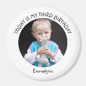 Cute Custom Year Name Round Birthday Party Foto Magneet (Voorkant)