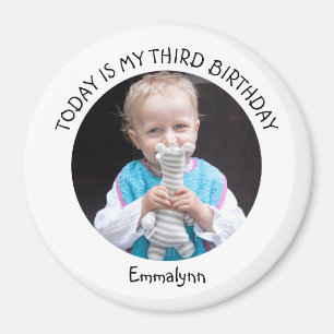 Cute Custom Year Name Round Birthday Party Foto Magneet
