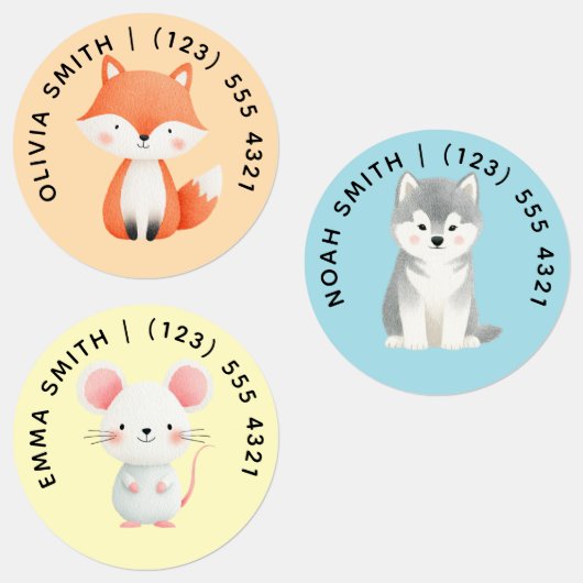 Cute Customizable Animals Kid's Labels  (Groep)