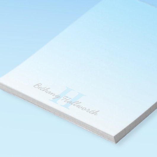 Cute Customizable Blue Monogram & Your Name Script Notitieblok