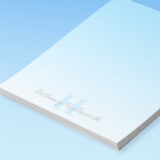 Cute Customizable Blue Monogram & Your Name Script Notitieblok