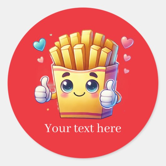 Cute customizable business French fries Ronde Sticker (Voorkant)