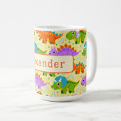 Cute Customizable Dinsosaur Print Koffiemok (Voorkant rechts)