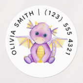 Cute Customizable Dragon Kid's Labels (Design 1)