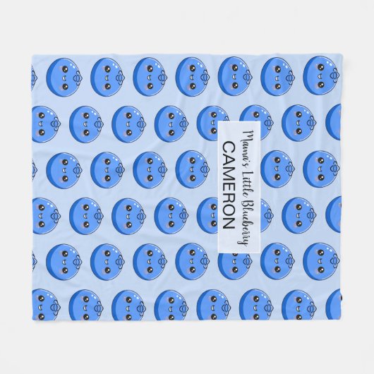 Cute Customizable Kawaii Blueberry Blue Fleece Deken (Voorkant (Horizontaal))