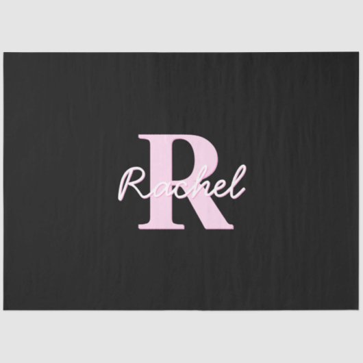 Cute Customizable Monogram | Light Pink & Black Tissuepapier (Voorkant)