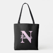 Cute Customizable Monogram | Light Pink & Black Tote Bag (Achterkant)