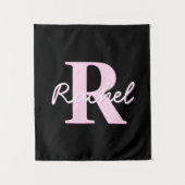 Cute Customizable Monogram | Light Pink & Black Wandkleed (Voorkant)