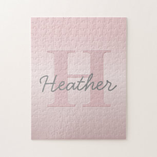 Cute Customizable Pink Monogram & Your Name Script Legpuzzel