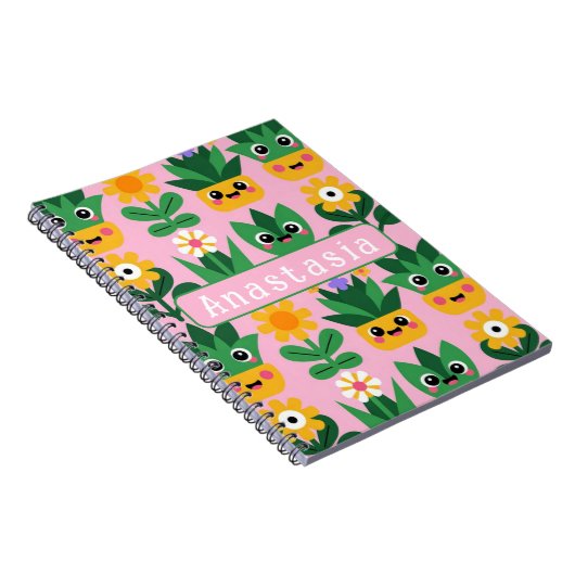 Cute Customizable Pot Plant Print Notitieboek (Rechterzijde)