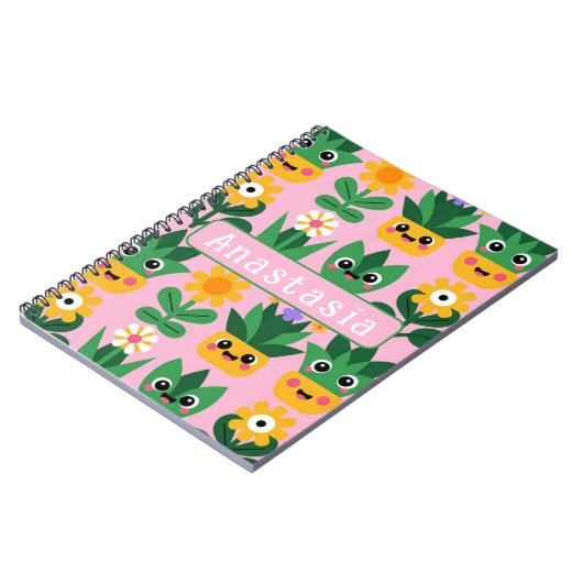 Cute Customizable Pot Plant Print Notitieboek (Linkerzijde)