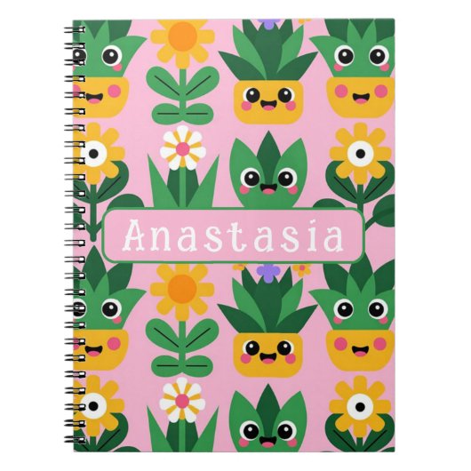 Cute Customizable Pot Plant Print Notitieboek (Voorkant)