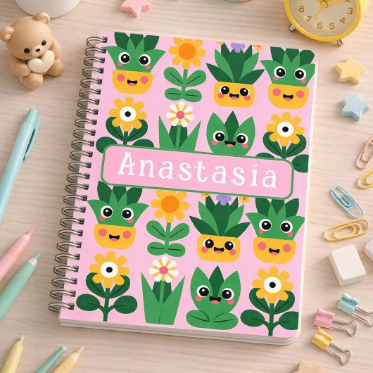 Cute Customizable Pot Plant Print Notitieboek