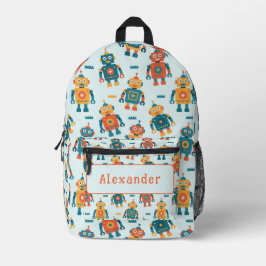 Cute Customizable Robot Print Bedrukte Rugzak