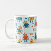 Cute Customizable Robot Print Koffiemok (Links)
