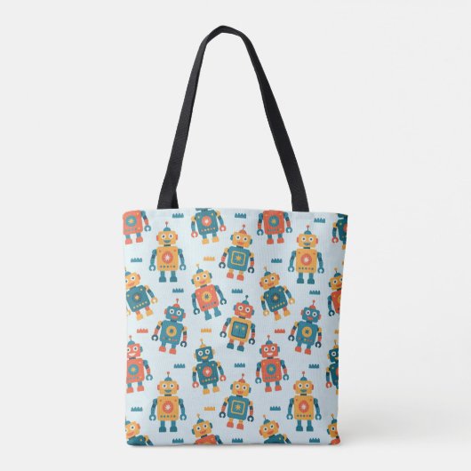 Cute Customizable Robot Print Tote Bag (Achterkant)