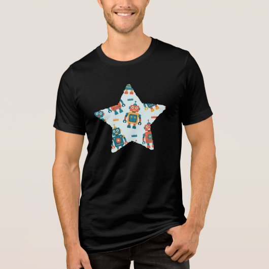 Cute Customizable Robot Print Tri-Blend Shirt (Voorkant)