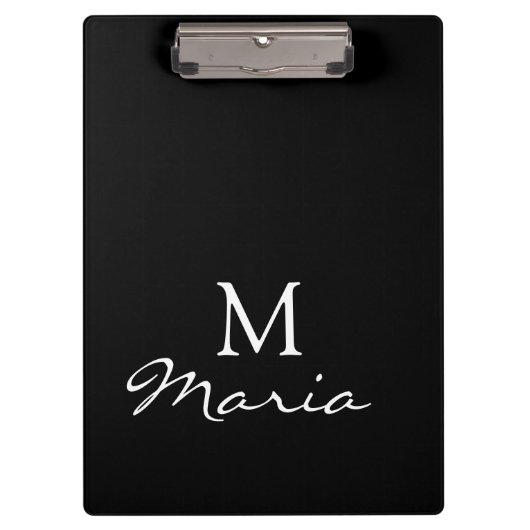 Cute Customized Personalized Black Clipboard Klembord (Voorkant)