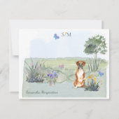 Cute Cute Boxer Dog Butterfly Monogram en naam  Notitiekaartje (Voorkant)