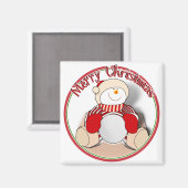 Cute Cutout Snowman - Vrolijk kerstfeest Magneet (Voorkant / Achterkant)