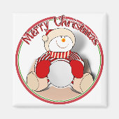 Cute Cutout Snowman - Vrolijk kerstfeest Magneet (Voorkant)