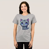 Cute Cyberpunk Kat Neon Stijl T-Shirt (Voorkant volledig)
