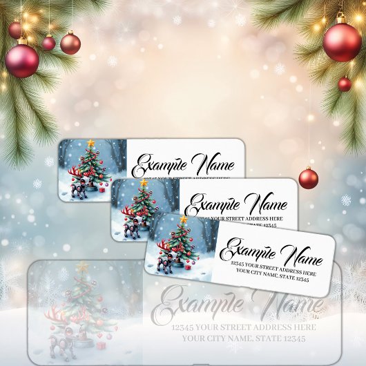 Cute Cyberpunk Reindeer with Christmas Tree Etiket