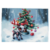 Cute Cyberpunk Reindeer with Christmas Tree Groot Cadeauzakje (Achterkant)