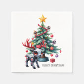 Cute Cyberpunk Reindeer with Christmas Tree  Servet (Voorkant)