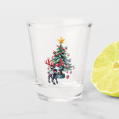 Cute Cyberpunk Reindeer with Christmas Tree Shot Glas (Voorkant)