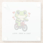 Cute Cycling Frog | Kawaii Frog Bicycle Art Glazen Onderzetter (Achterkant)