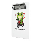 Cute Cycling Frog | Kawaii Frog Bicycle Art Mini Klembord (Angled2)