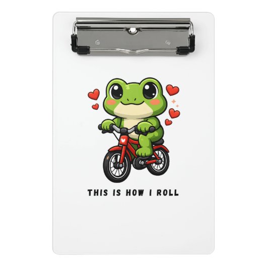 Cute Cycling Frog | Kawaii Frog Bicycle Art Mini Klembord (Voorkant)