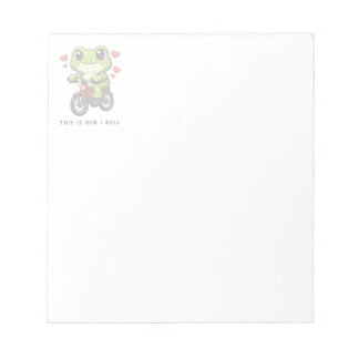 Cute Cycling Frog | Kawaii Frog Bicycle Art Notitieblok
