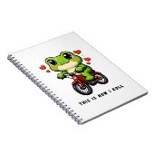 Cute Cycling Frog | Kawaii Frog Bicycle Art Notitieboek (Rechterzijde)