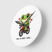 Cute Cycling Frog | Kawaii Frog Bicycle Art Ronde Klok (Hoek)
