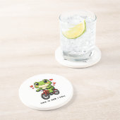 Cute Cycling Frog | Kawaii Frog Bicycle Art Zandsteen Onderzetter (Zijkant)