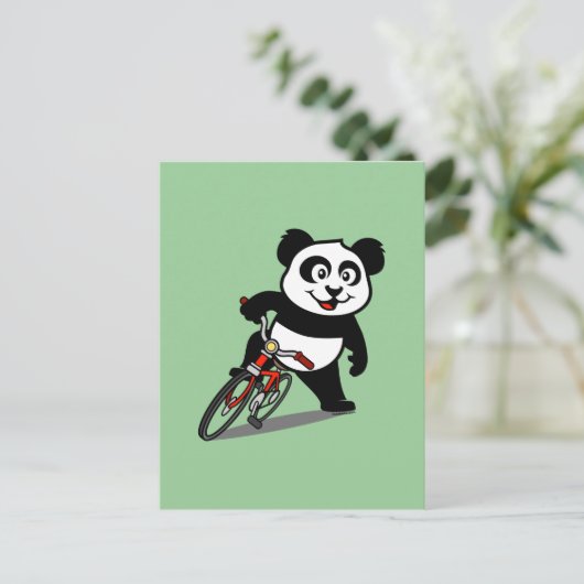 Cute Cycling Panda Briefkaart (Staand voorkant)