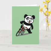 Cute Cycling Panda Kaart (Gele Bloem)