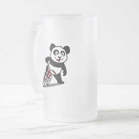 Cute Cycling Panda Matglas Bierpul (Voorkant links)